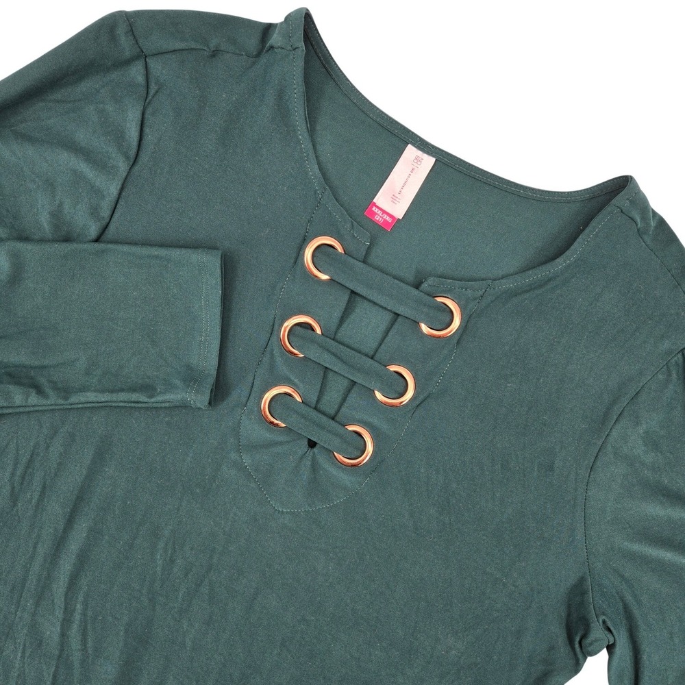 No Boundaries NEW XXXL Bodysuit Women Emerald Green Lace Up‎ Grommet